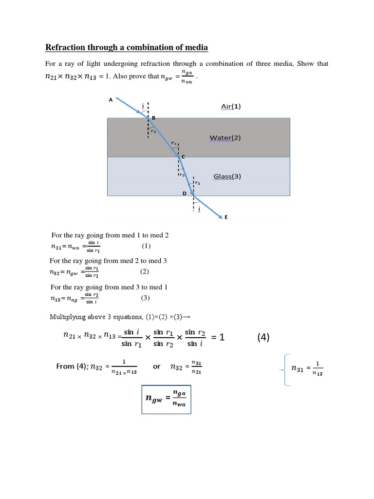 Refraction in Multiple Media Explained | PDF