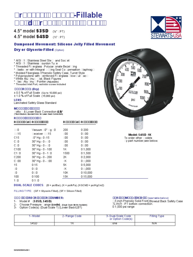 Process Gauges-Fillable Solid Front Safety Case: 4.5" Model 53SD 4.5 ...
