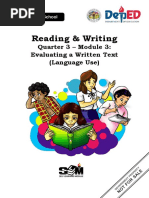 Shs - Readwrite - q3 - Mod3 - Evaluating Written Texts