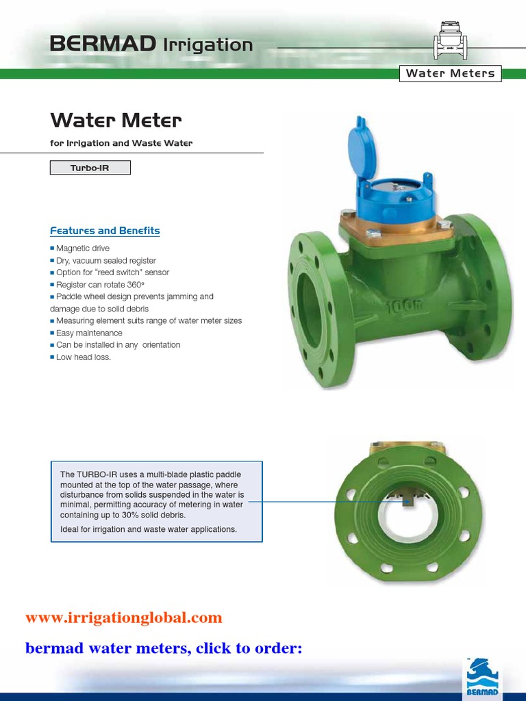 Turbo-Ir Water Meter Bermad Leaflet | PDF
