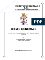 Notes de cours Chimie Générale 2013