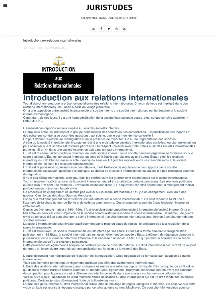 1 - Introduction Aux Relations Internationales | PDF | Relations ...
