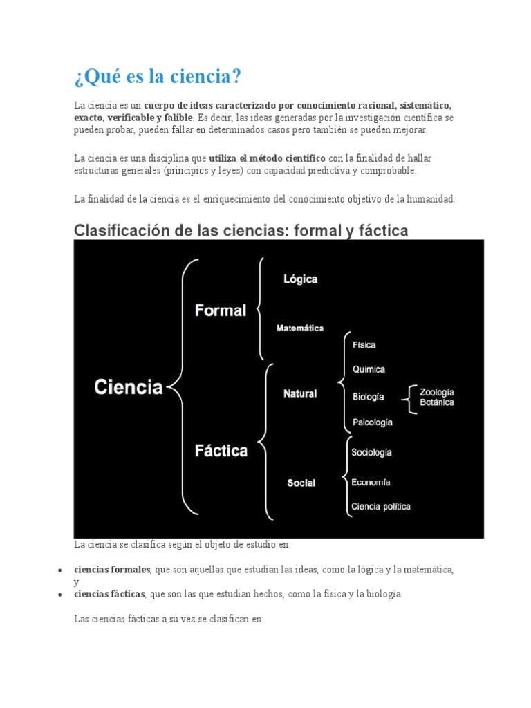 Ciencia: Definición y Clasificación | PDF | Método científico ...