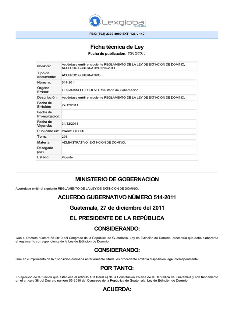 Reglamento Ley de Extinción de Dominio | PDF | Propiedad | Auditoría