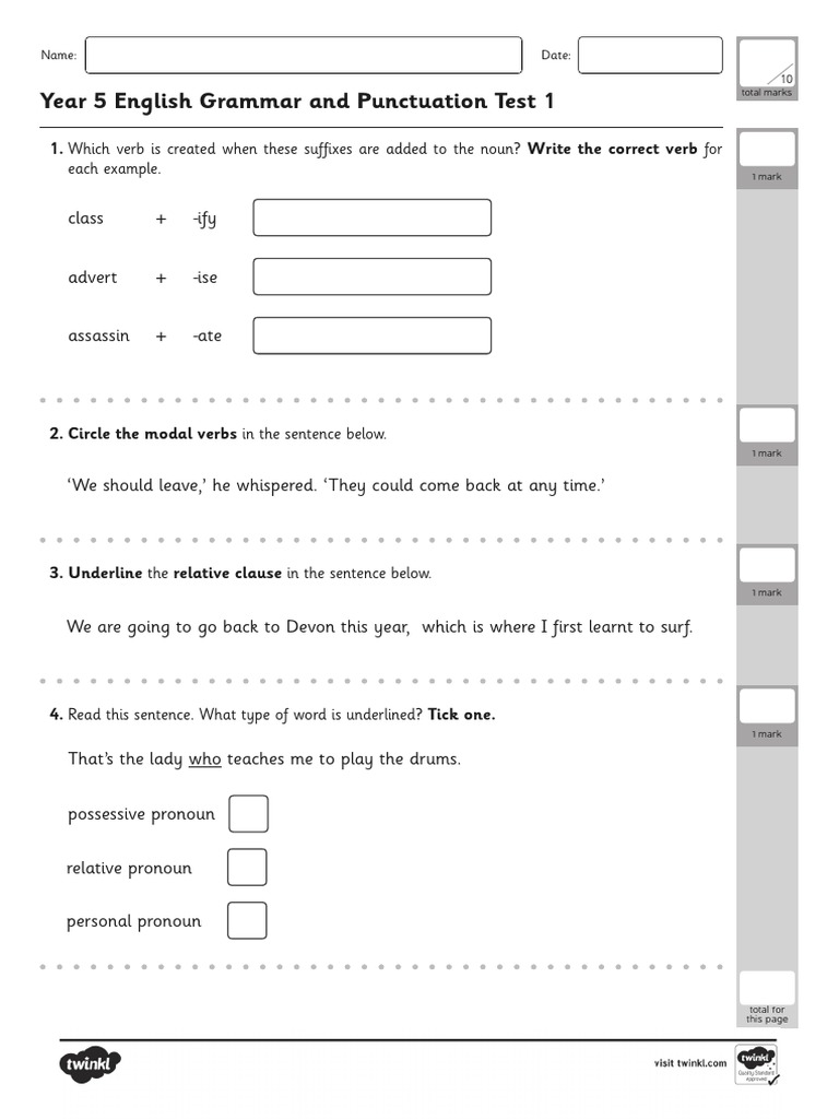 Grammar Worksheet 1 & Answer Key 4 | PDF | English Grammar | English ...