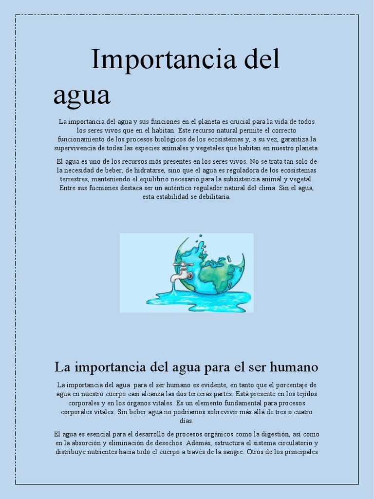 Importancia del Agua en Ecosistemas y Vida | PDF | Salud y bienestar ...