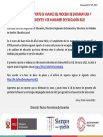 Comunicado 025-2022 DÉCIMO SEGUNDO REPORTE DE AVANCE DEL PROCESO DE CONTRATO Y ENCARGATURA 2022