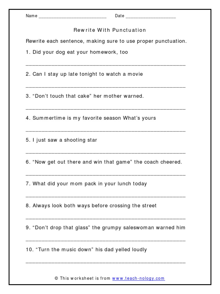 Punctuation Worksheet | PDF