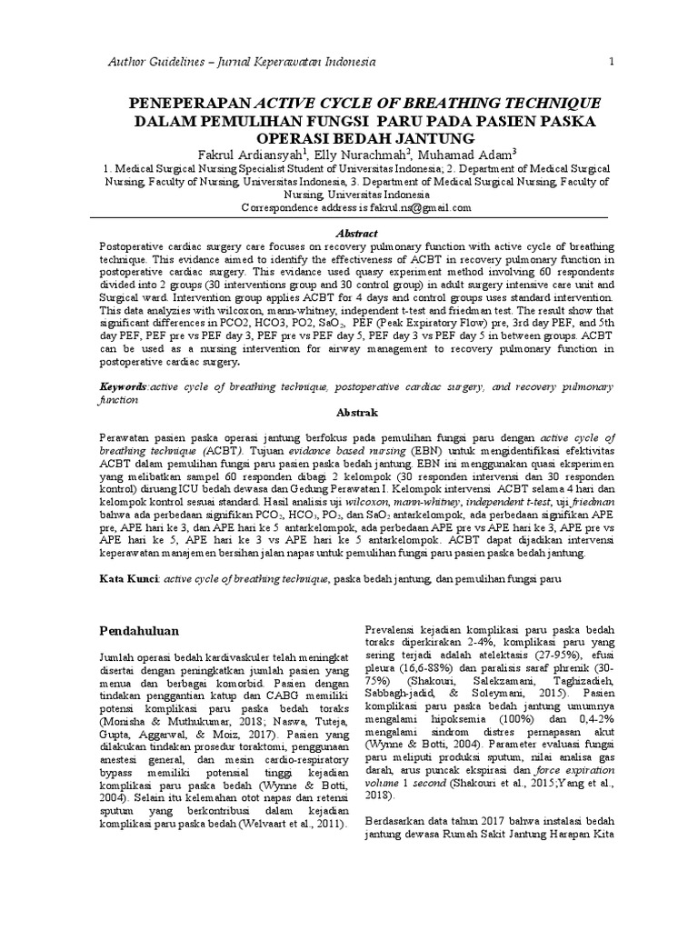 ACBT for Postoperative Cardiac Recovery | PDF | Surgery | Clinical Medicine