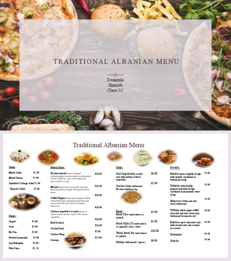 Albanian Tradicional Menu | PDF | Foods | Cuisine