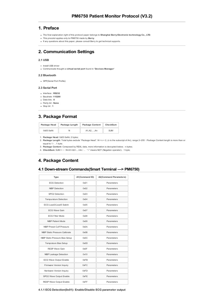 PM6750 Monitor Communication Protocol | PDF