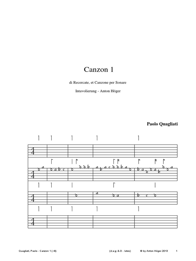 Lute Score (Tablature) PDF