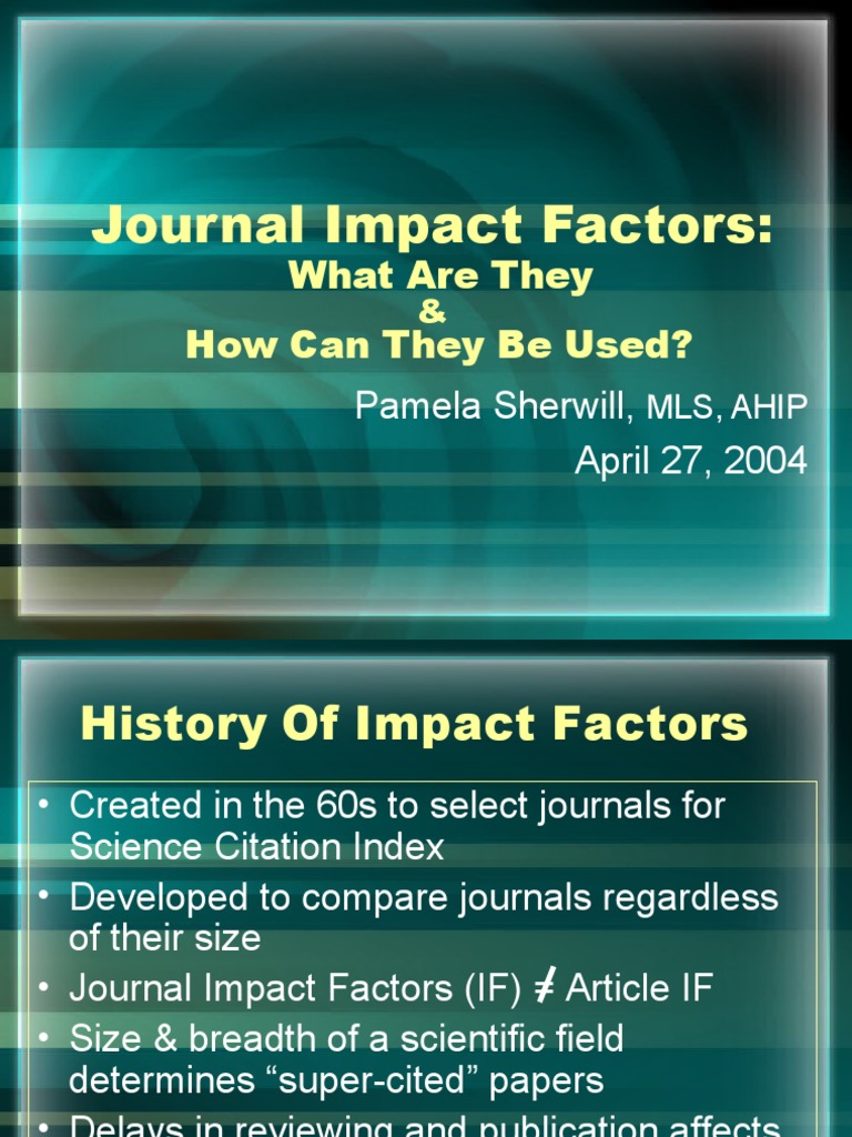 Journal Impact Factors Tutorial PDF Academic Journal Scholarly Communication