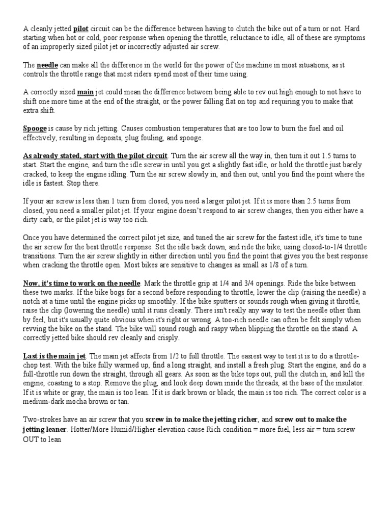 Carb Jetting PDF Throttle Rotating Machines