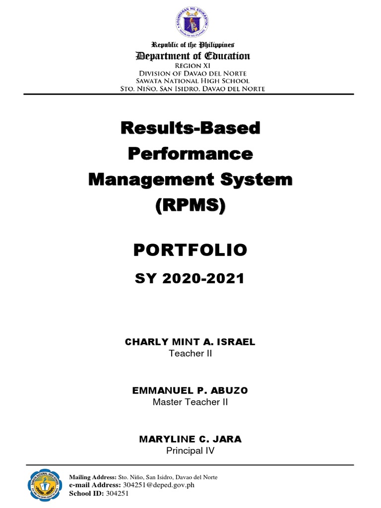 RPMS Portfolio SY 2020-2021 | PDF