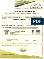 Constancia Tratamiento Disposicion Final Residuos Solidos - Cm. Gabi