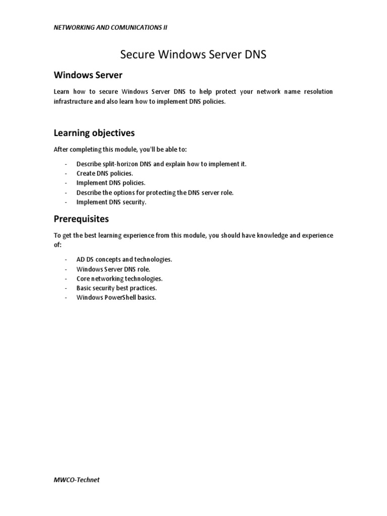 Securing DNS in Windows Server 2012 R2 | PDF | Domain Name System ...