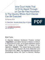 Supreme Court Holds That Enforcement of An Award Through Its Execution Can Be Filed Anywhere in The Country Where Such Decree Can Be Executed