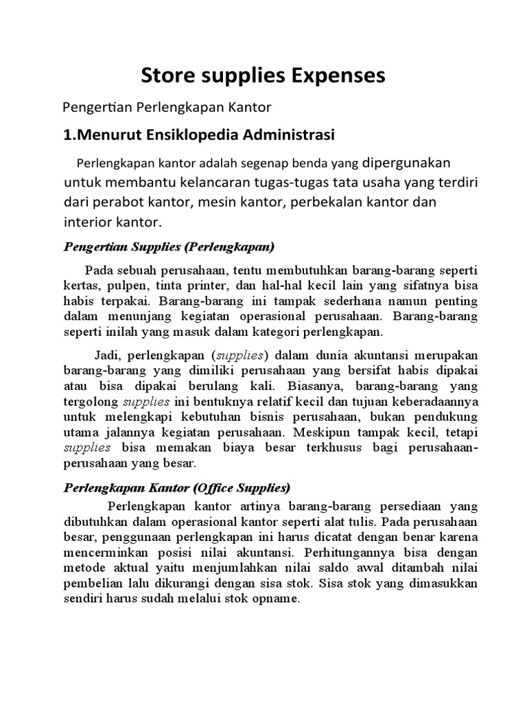 Store Supplies Expenses 1.menurut Ensiklopedia Administrasi PDF
