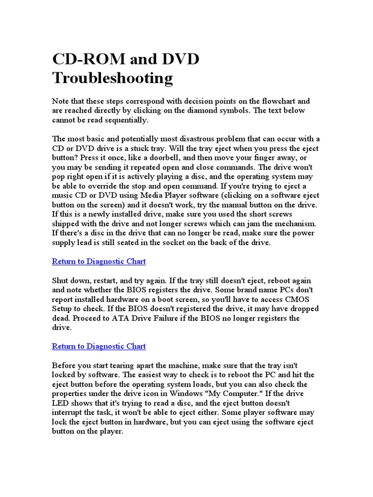 Troubleshoot Stuck or Unreadable CD/DVD Drives | PDF | Booting ...