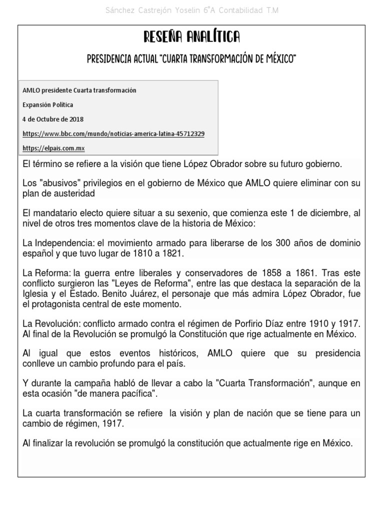 AMLO y la Cuarta Transformación de México | PDF | México | Gobierno