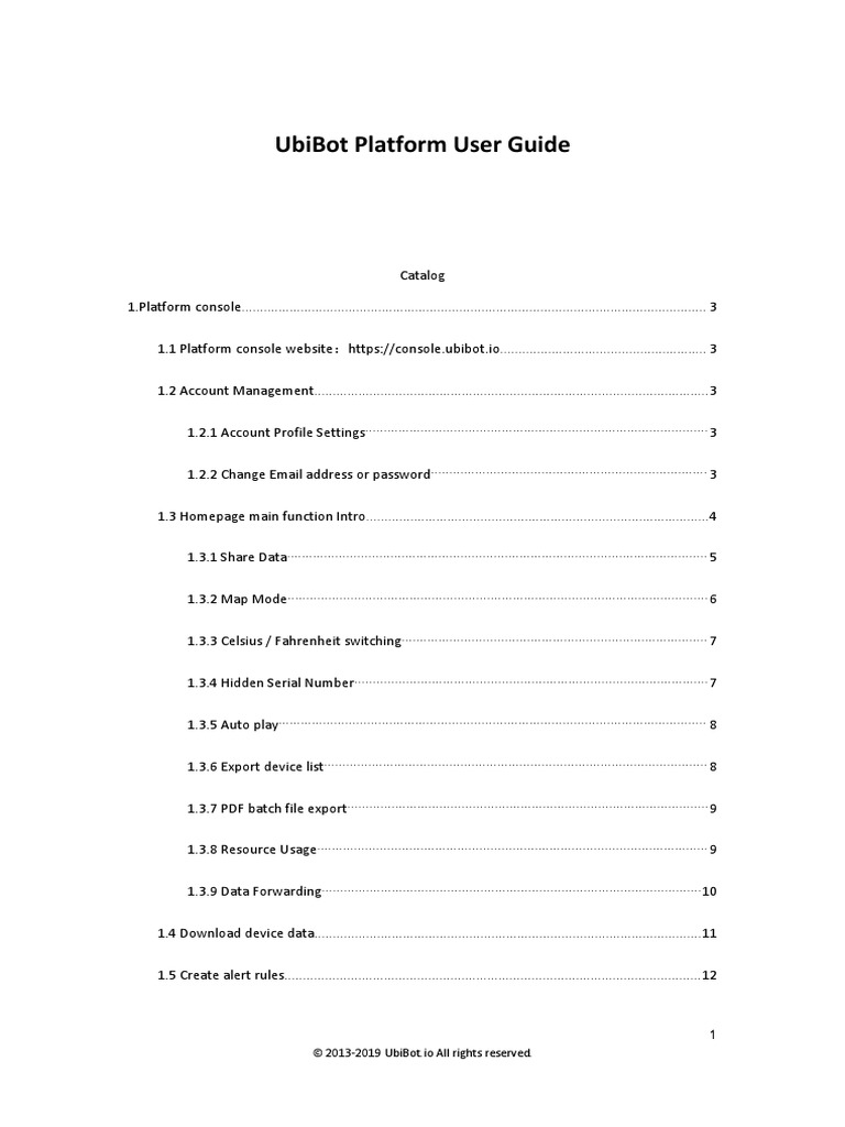 Ubibot Platform User Guide: 1 © 2013-2019 Ubibot - Io All Rights ...