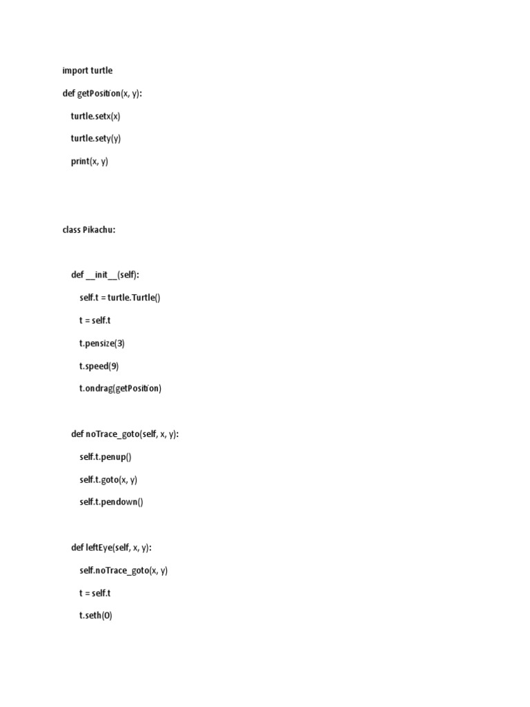Drawing a Pikachu with Python Turtle Graphics | PDF | Computer ...