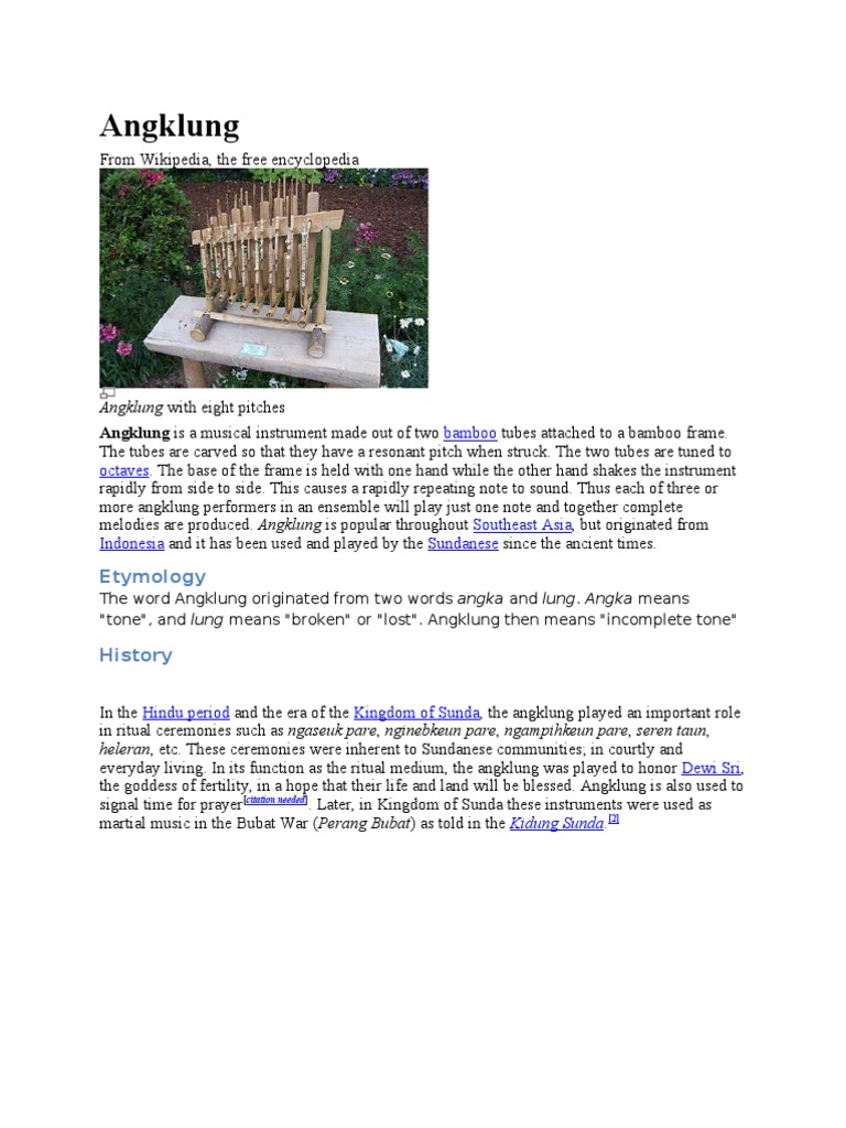 Understanding Angklung: Origins & Use | PDF | Performing Arts | Musical ...