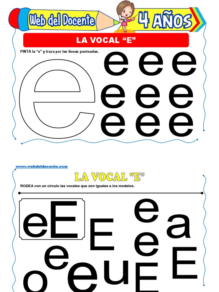 Actividades Interactivas con la Vocal E | PDF
