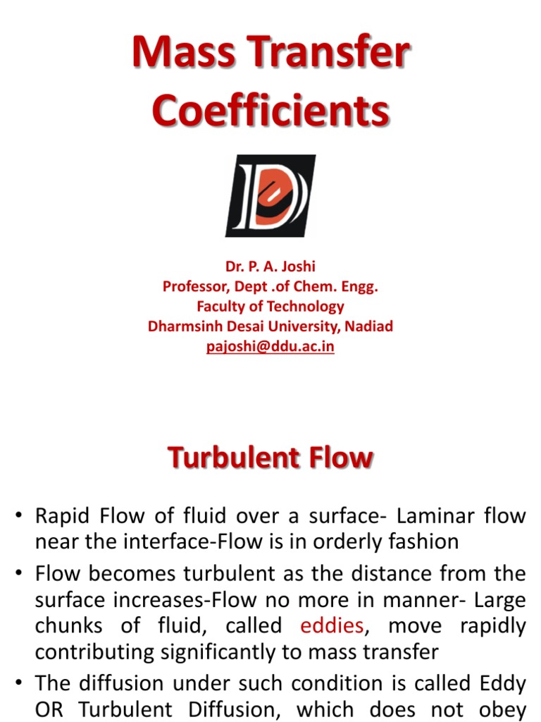 Mass Transfer Coefficients in Turbulent Flow | PDF | Diffusion | Fluid ...