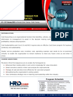 ROT Cost Accounting Technique For Cost Monitoring & Control, 14-15 February 2022