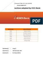 Governance Practices Adopted by ICICI Bank: Group Assignment
