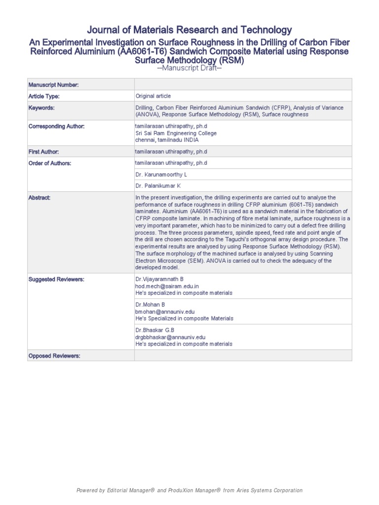 Journal of Materials Research and Technology | PDF | Composite Material ...
