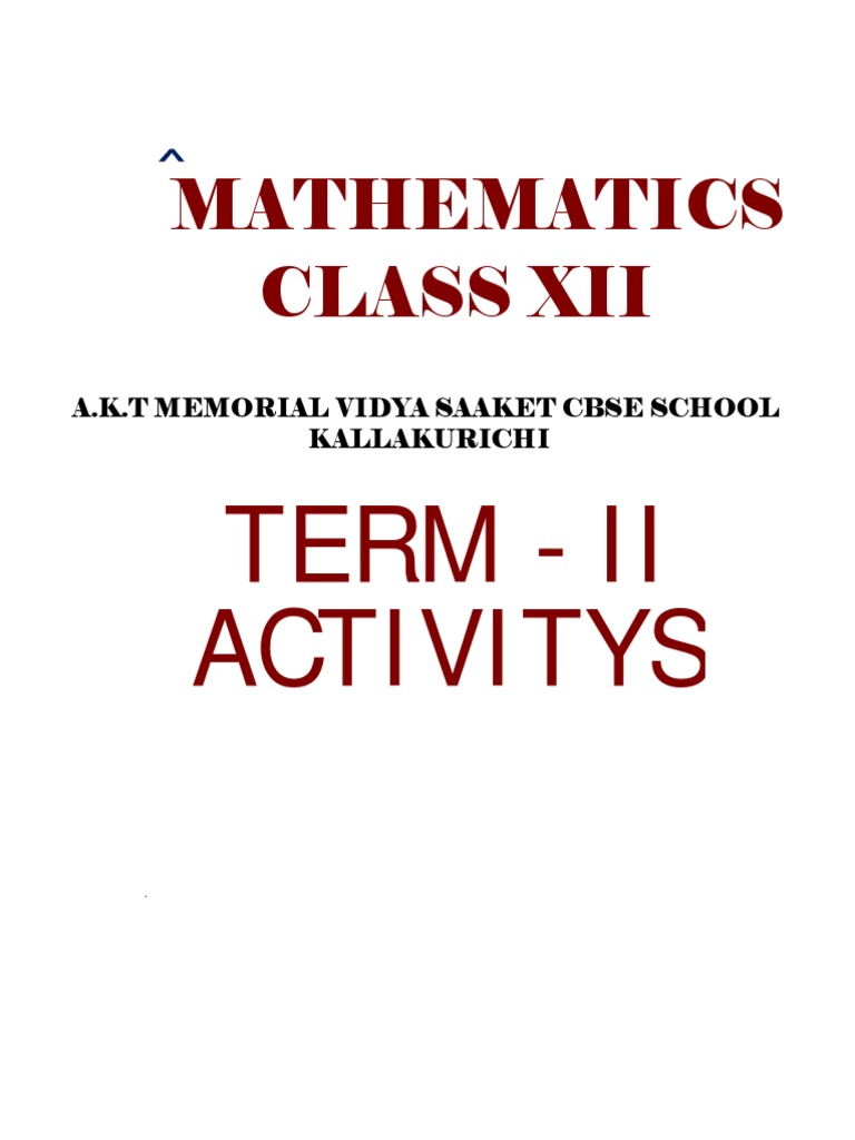 CBSE Class XII Math Activities | PDF | Area | Cartesian Coordinate System