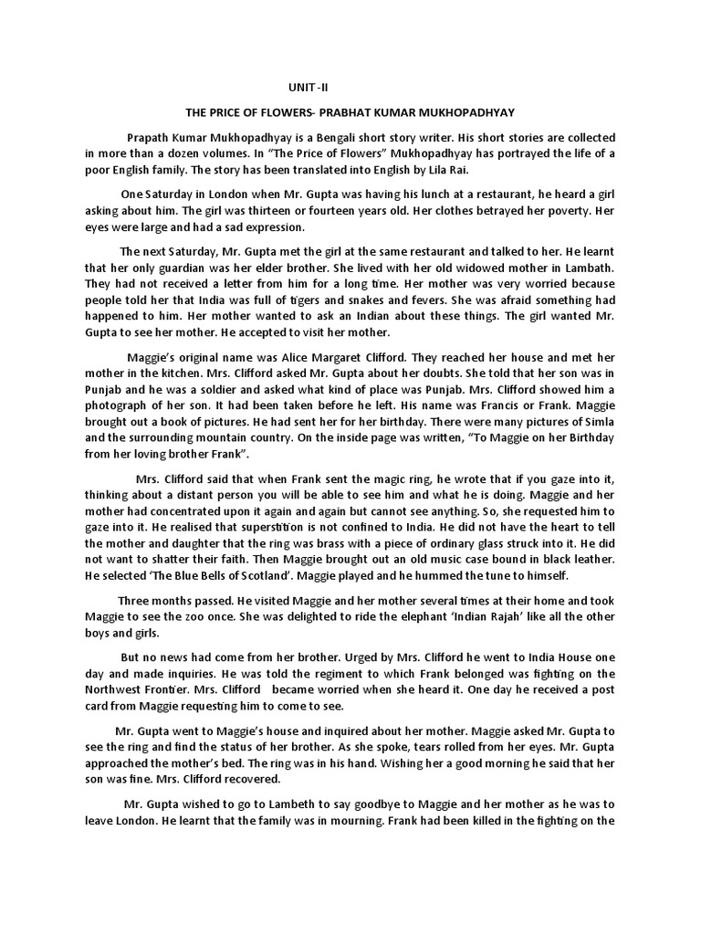 The Price of FlowersPrabhat Kumar Mukhopadhyay PDF Saki