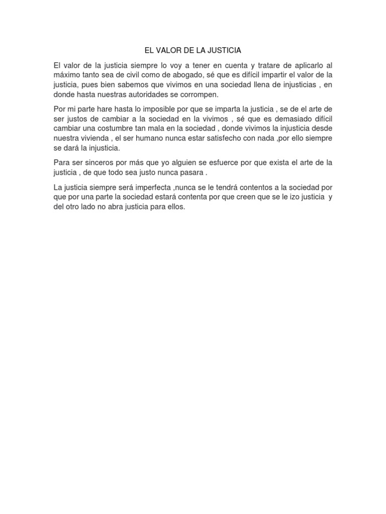 El Valor de la Justicia en la Sociedad | PDF | Ciencias sociales | Derecho