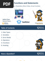 Syntax, Functions and Statements: Values, Operators, Parameters, Return Value, Arrow Functions