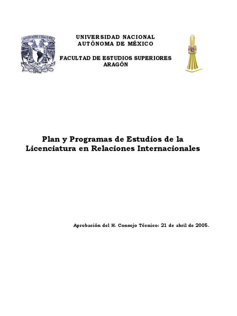 Plan de Estudios Rrii | PDF | Relaciones Internacionales | Plan de estudios