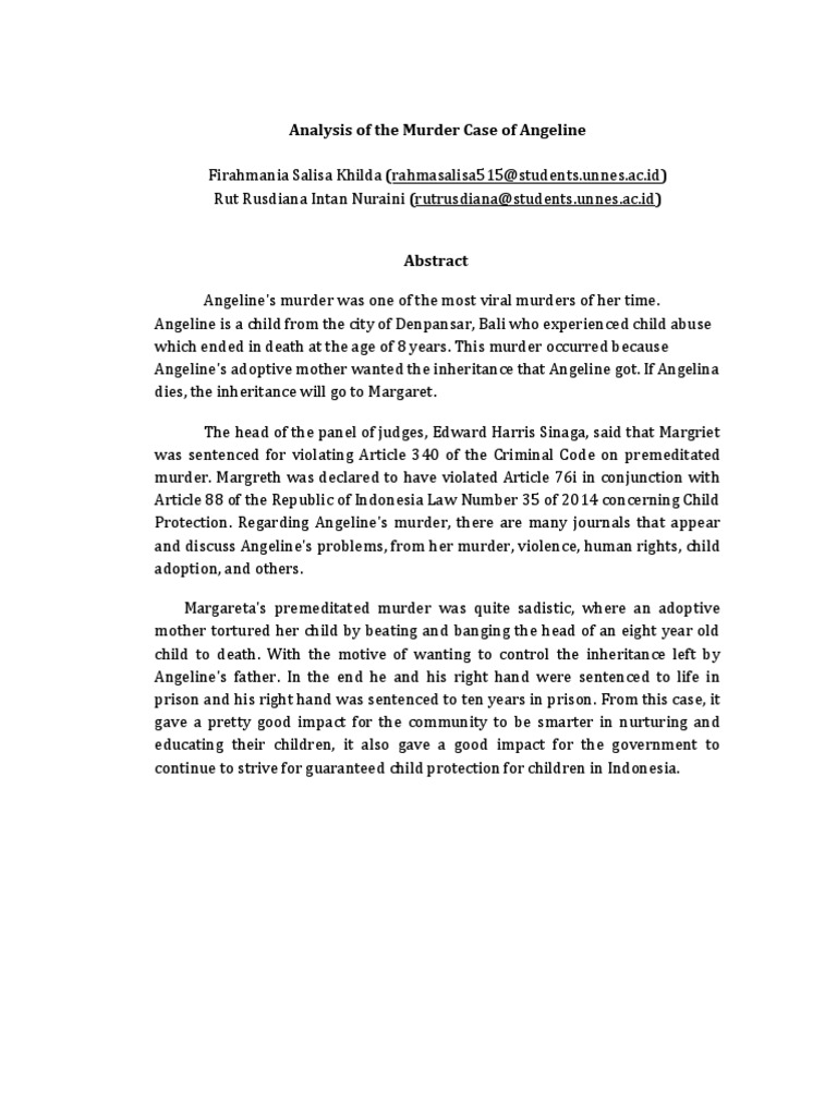 Angeline Megawe Murder Case Analysis | PDF | Murder | Crime & Violence