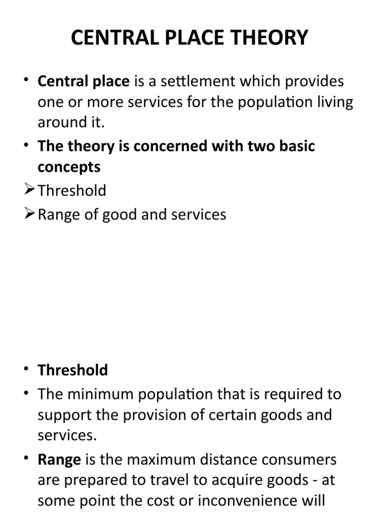 Central Place Theory PDF Economies