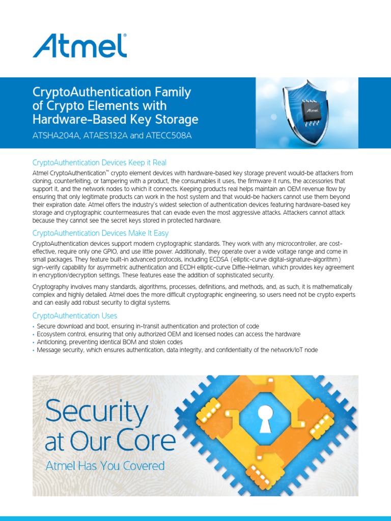 Cryptoauthentication Family of Crypto Elements With Hardware-Based Key  Storage | PDF | Cryptography | Encryption