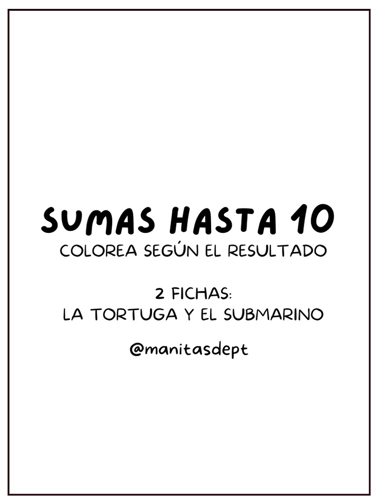 Fichas de Sumas para Colorear hasta 10 | PDF