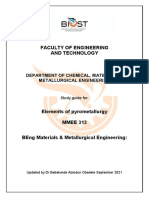 MMEE 313 - Elements of Pyrometallurgy Study Guide