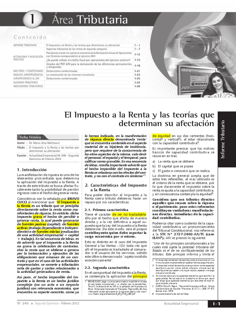 Impuesto a la Renta: Teorías y Aspectos Clave | PDF | Finanzas y dinero ...
