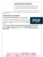Special Order Decision: I. Relevant Cost Analysis