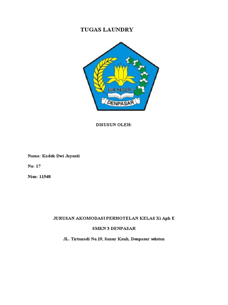 Tugas Laundry Disusun Oleh PDF