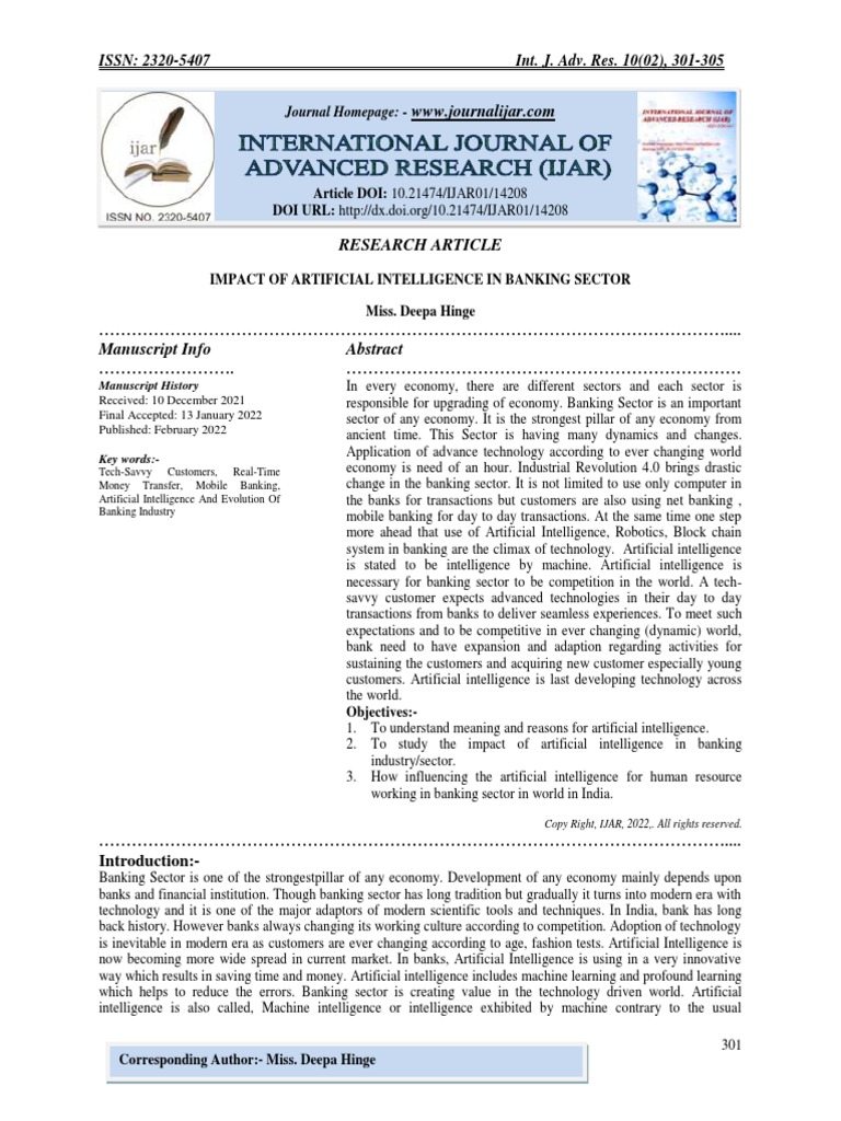 AI's Impact on Banking Sector | PDF | Artificial Intelligence ...
