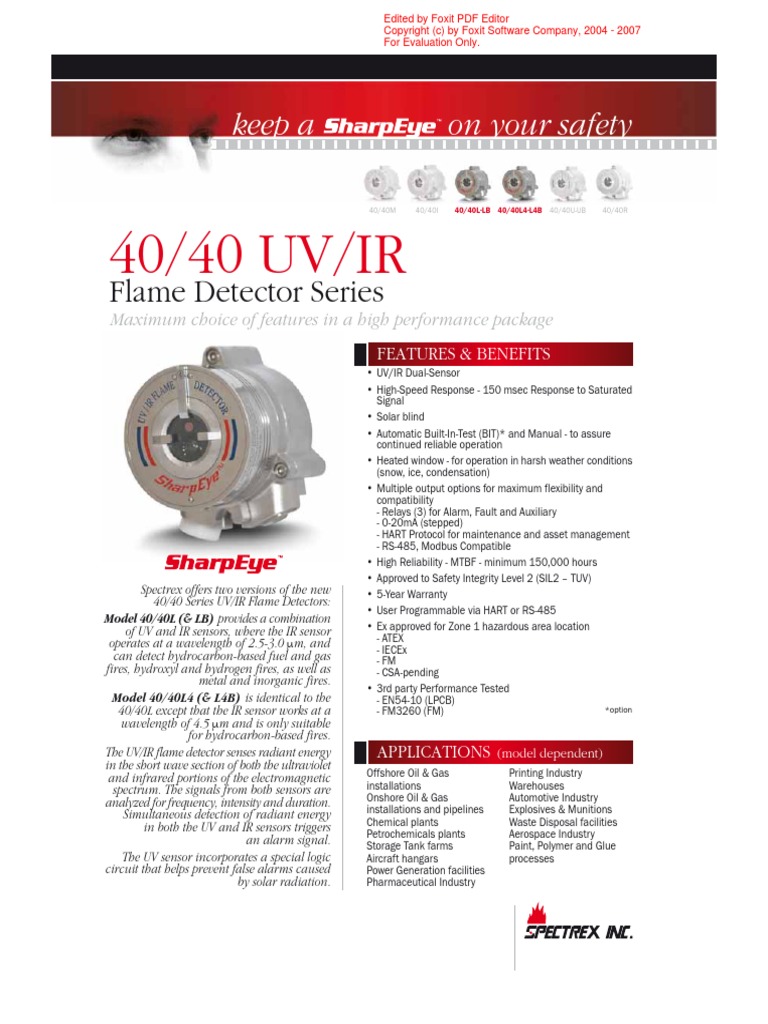 Model 4040 L & LB-flame Detector | PDF | Ultraviolet | Infrared