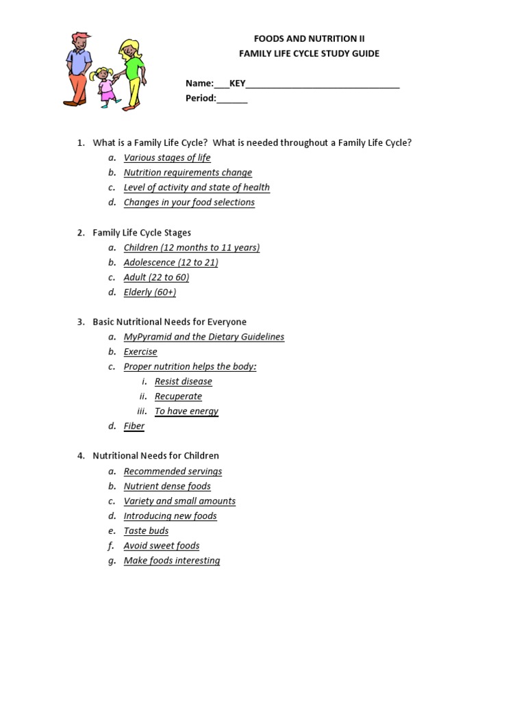 Family Life Cycle Study Guide Key | PDF | Wellness