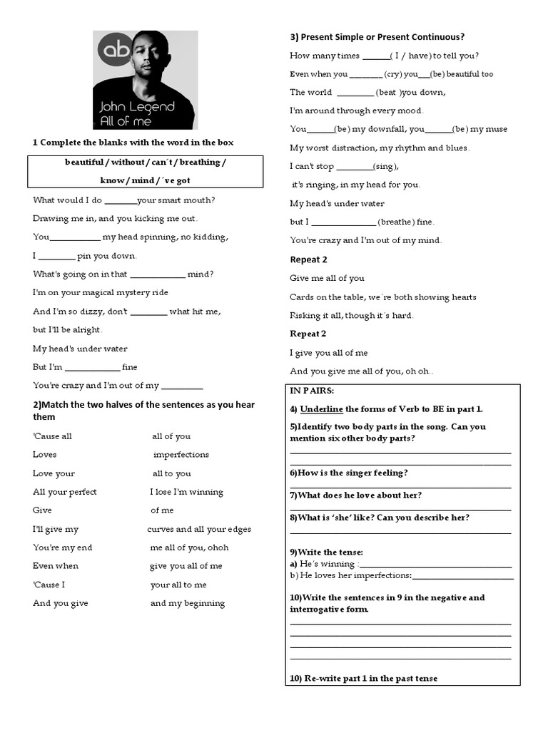 Present Simple Vs Present Continuous Worksheet | PDF | Grammatical ...